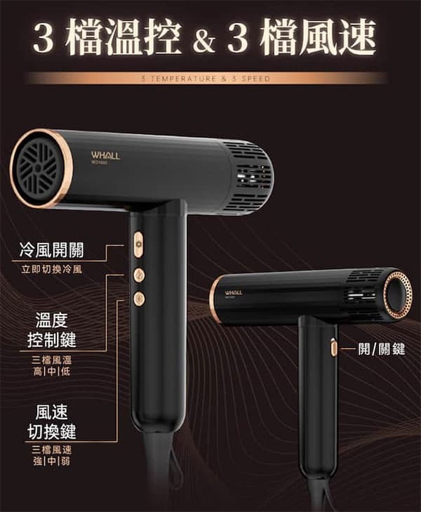【新品開箱】WHALL WD-1000K 吹風機 磁吸接頭升級・貼心細節滿分・居家專業感新選擇!