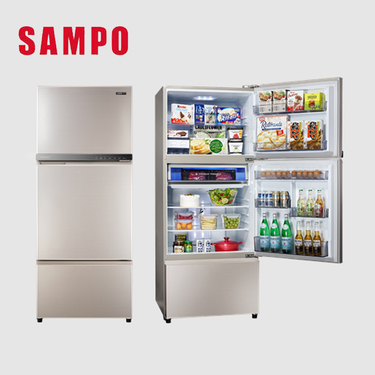 SAMPO 聲寶 SR-F61DV(Y7) 580公升 三門變頻冰箱 -3度微凍鮮 極光鈦抗菌 一級能效 炫麥金