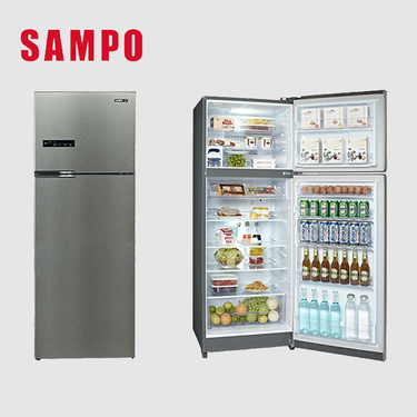 SAMPO 聲寶 SR-C48D(S1) 480公升 NanoTi 極光鈦高效抗菌 變頻 雙門冰箱 髮絲銀