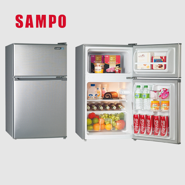 SAMPO 聲寶 SR-C09G 92公升 定頻 雙門冰箱 一級能效 節能標章 髮絲銀 小空間首選 隱藏式把手