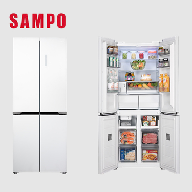 SAMPO 聲寶 SR-F46GDD 457公升 變頻 四門對開冰箱 上冷藏下冷凍 玻璃觸控 自動製冰 琉璃白