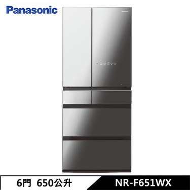 Panasonic 國際 NR-F651WX 電冰箱 650L 六門 日系上質系列 無邊框鏡面/玻璃 鑽石黑