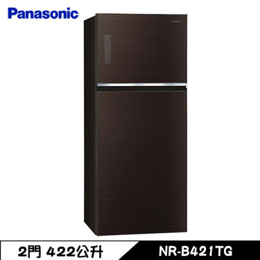 Panasonic 國際 NR-B421TG-T 雙門電冰箱 422L 無邊框玻璃 變頻 曜石棕 變頻冰箱