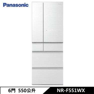 Panasonic 國際 NR-F551WX 電冰箱 550L 六門 日系上質系列 無邊框鏡面/玻璃 翡翠白 日本原裝
