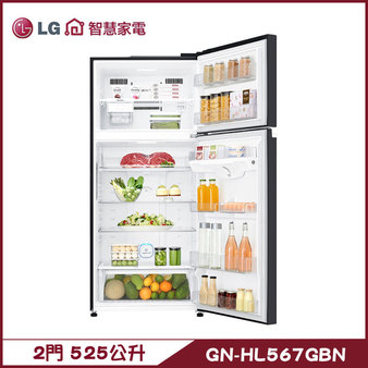 GN-HL567GBN 變頻雙門冰箱 鏡面曜石黑/525公升 (冷藏389/冷凍136)