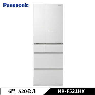 Panasonic 國際 NR-F521HX 電冰箱 520L 六門 日系上質系列 無邊框鏡面/玻璃 翡翠白 日本原裝