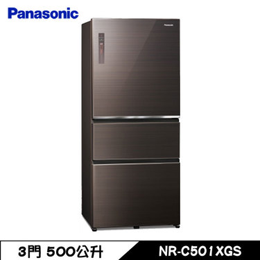 Panasonic 國際 NR-C501XGS-T 冰箱 500L 3門 玻璃 變頻 曜石棕