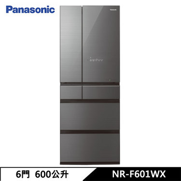 Panasonic 國際 NR-F601WX 電冰箱 600L 六門 日系上質系列 無邊框鏡面/玻璃 雲霧灰