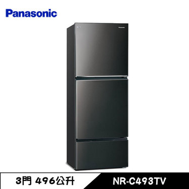 Panasonic 國際 NR-C493TV 變頻冰箱 496L 三門電冰箱 無邊框鋼板 一級能源 晶漾黑