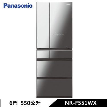 Panasonic 國際 NR-F551WX 電冰箱 550L 六門 日系上質系列 無邊框鏡面/玻璃 鑽石黑 日本原裝