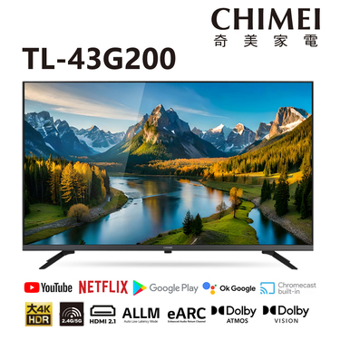 CHIMEI 奇美 TL-43G200 43吋 4K Google TV 液晶顯示器 貨到無安裝