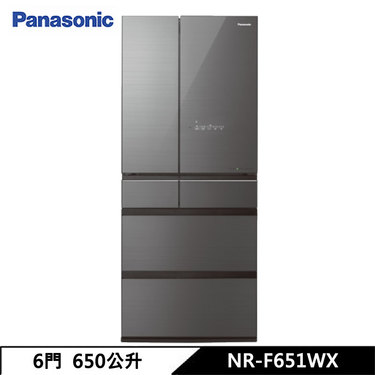 Panasonic 國際 NR-F651WX 電冰箱 650L 六門 日系上質系列 無邊框鏡面/玻璃 雲霧灰