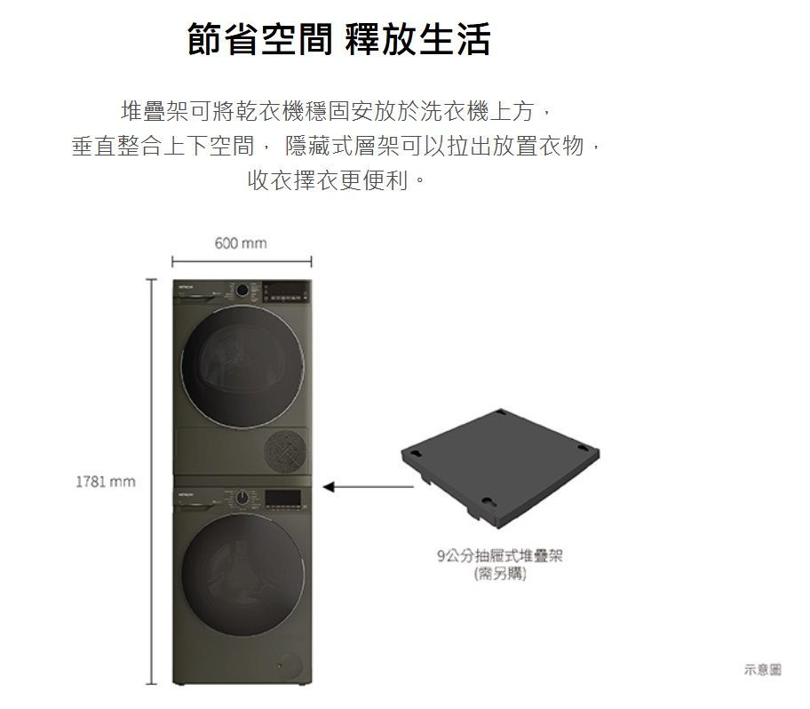 日立 BD120XKVEM 滾筒洗衣機 12kg 蒸氣洗脫 220V 變頻 溫控洗衣 霧墨灰