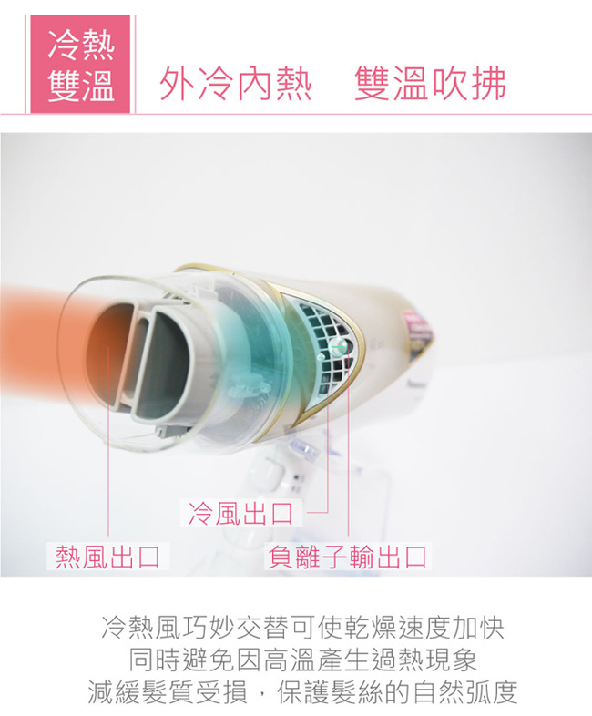 國際 EH-NE74 雙負離子吹風機 冷熱雙溫 香檳色