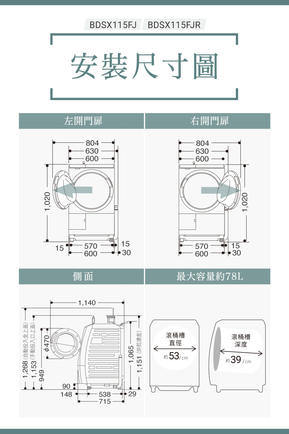 日立 BDSX115FJ 洗衣機 11.5kg 滾筒 洗脫烘 洗劑自動投入 日製