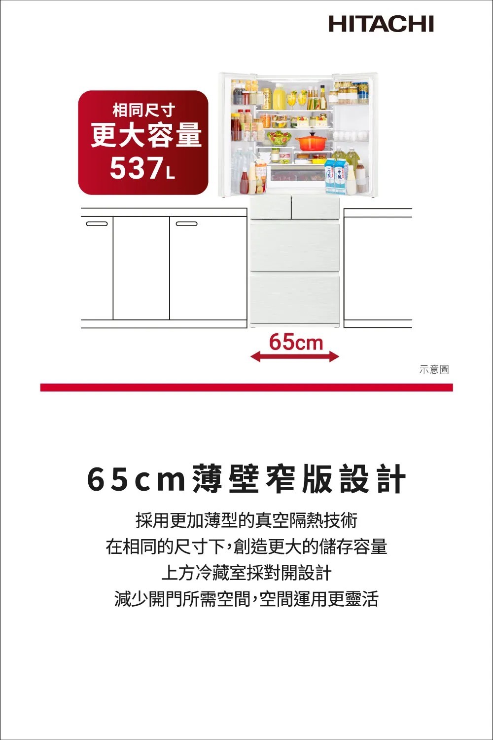 日立 RHSF54YJCNX 537公升  變頻 六門 鋼板冰箱 -1℃特鮮冰溫室 日本製 星燦金