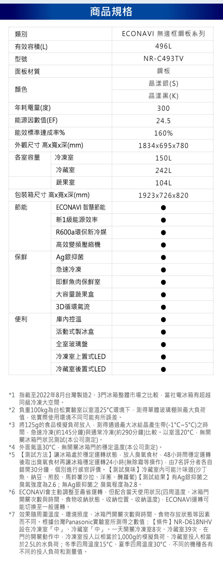 國際 NR-C493TV 變頻冰箱 496L 三門電冰箱 無邊框鋼板 一級能源 晶漾銀