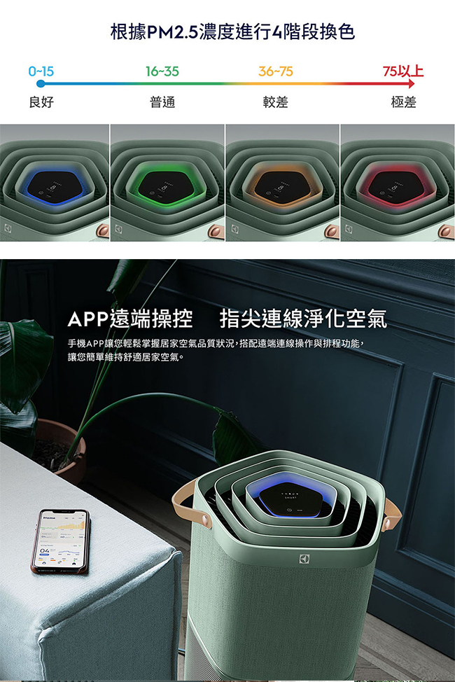 Electrolux 伊萊克斯 EP71-56GRA 空氣清淨機 適用22坪