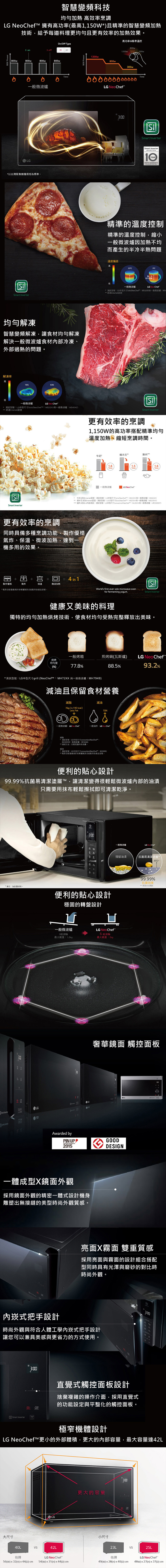 LG MS4295DIS 微波爐 42L 變頻微波爐 觸控面板 抗菌易清潔塗層 變頻 雪霧白
