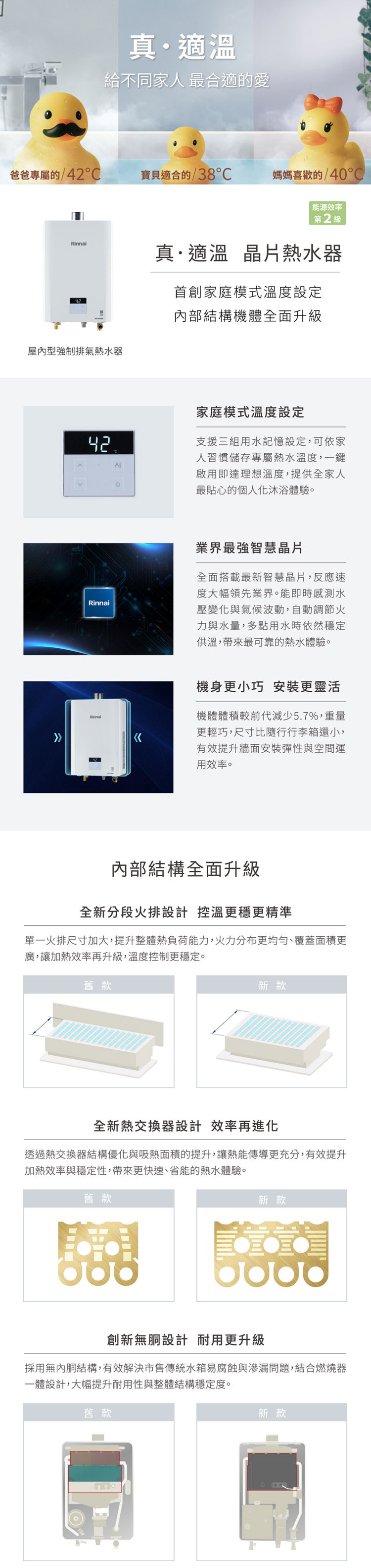 林內 RUA-D1600WF 16L 屋內型強制排氣熱水器 智慧控溫系列 安裝與拆除舊機另計