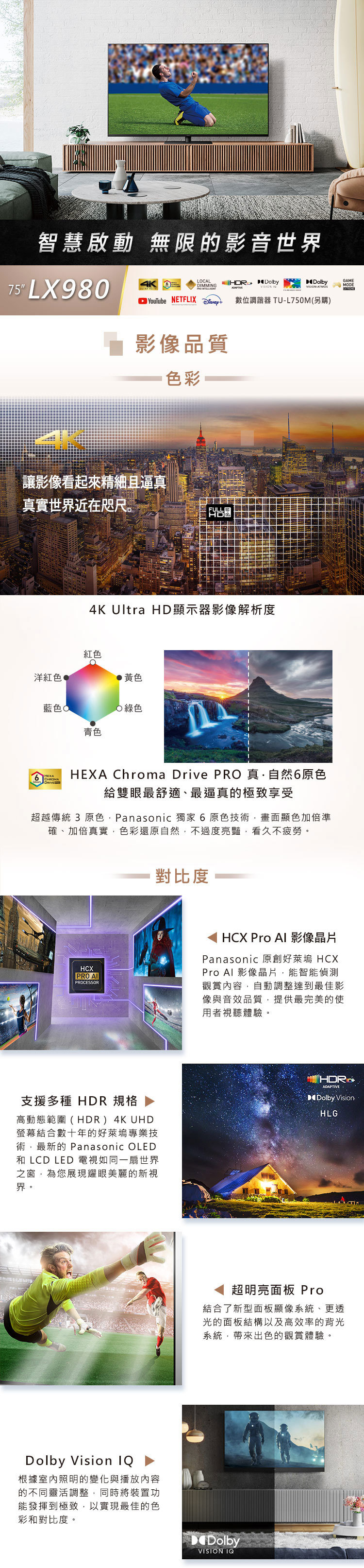 國際 TH-65LX980W 65型 4K HDR 智慧顯示器 貨到無安裝