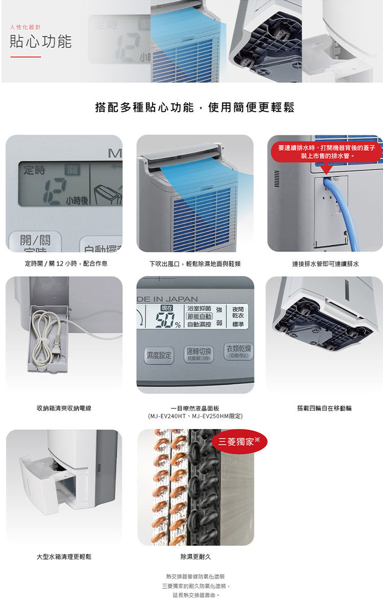 三菱電機 MJ-EH190JT-TW 空氣清淨除濕機 19L/日 適用12-24坪 日本原裝一級省電