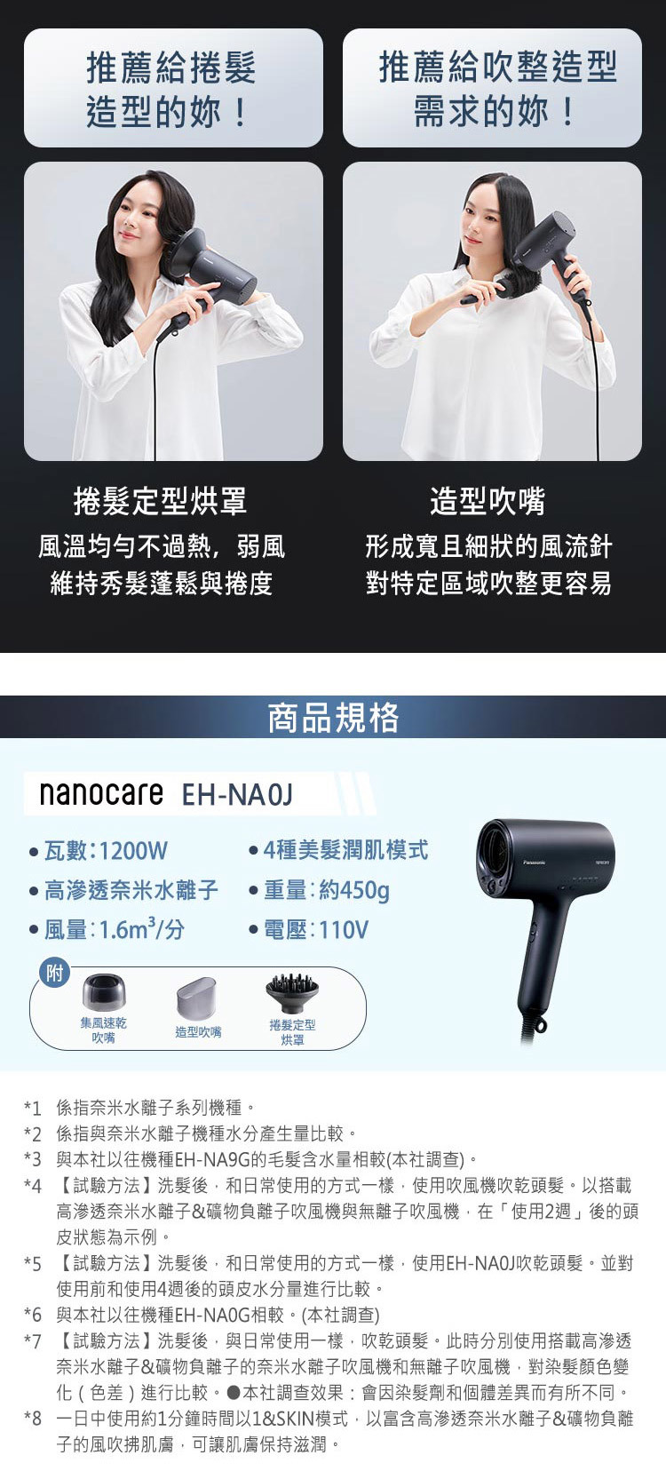 EH-NA0J-A 奈米水離子 吹風機 nanocare 智慧溫控