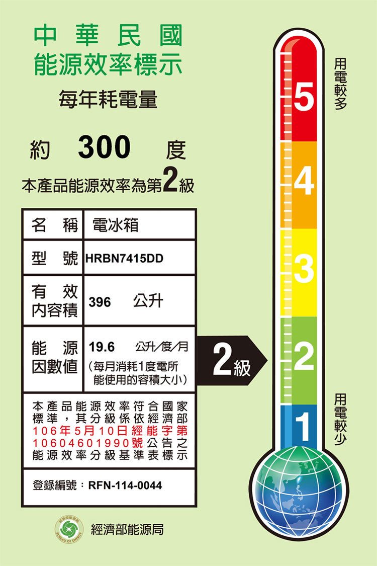 日立 HRBN7415DD 雙門冰箱 396L 鈦墨灰 上冷藏 下冷凍 變頻冰箱 一級省電
