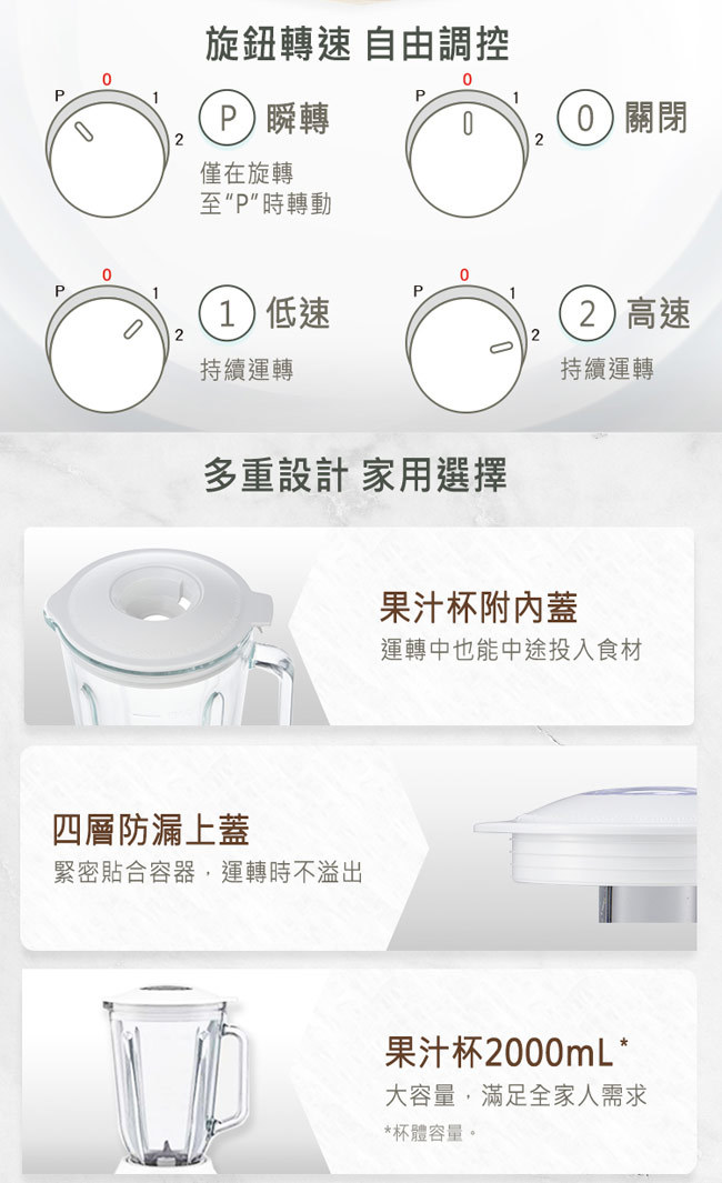 國際 MX-EX1551 果汁機 1500ml 旋鈕設計