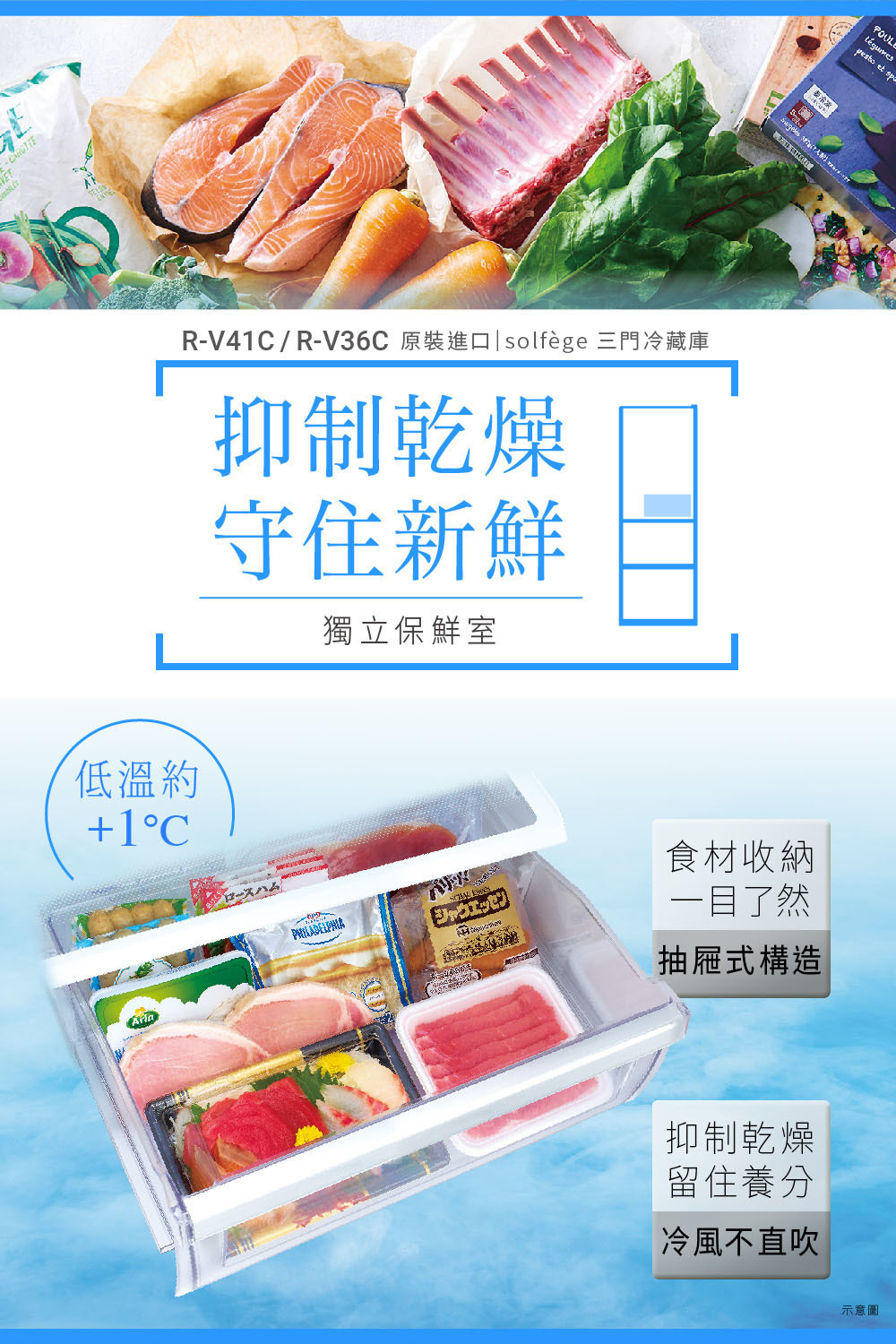 日立 RV36C 冰箱 331L 3門 變頻 鋼板 獨立保鮮室 三重抗菌除臭濾網 自動製冰 星燦金