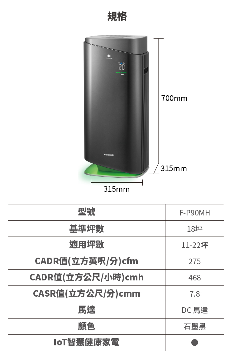 國際 F-P90MH 空氣清淨機 適用11-22坪
