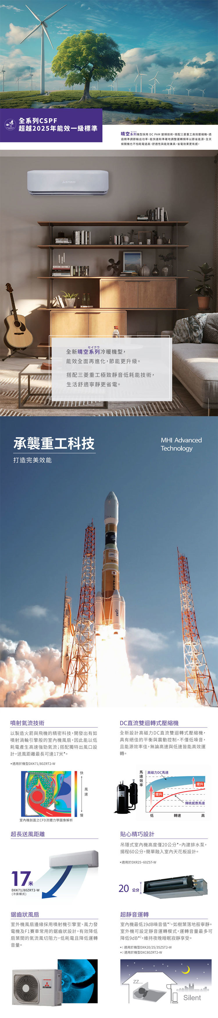 三菱重工 DXC20ZST2-W 2-3坪適用 晴空系列 變頻冷暖冷氣 DXK20ZST2-W