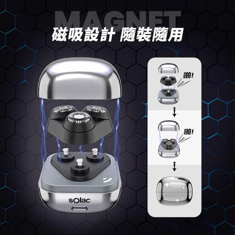 sOlac SGT-402K 迷你電動刮鬍刀 墨玉黑 觸控一鍵啟動 10分鐘無操作自動關機