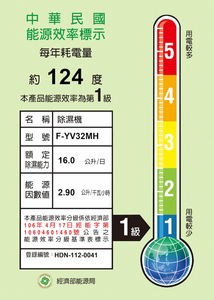 F-YV32MH 除濕機 變頻清淨型 16公升/日 nanoe™ X 健康科技