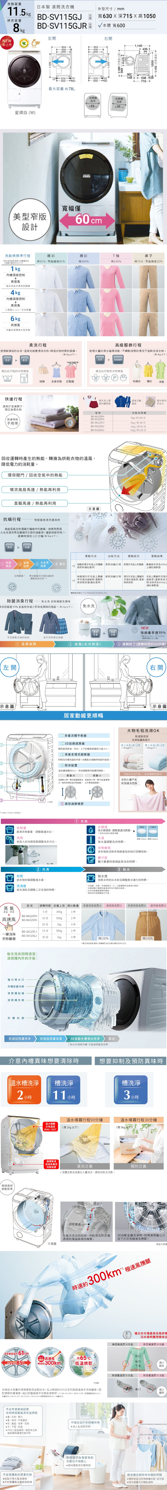 日立 BDSV115GJR 洗衣機 11.5kg 滾筒 洗脫烘 右開 日製 AI智能感測洗衣