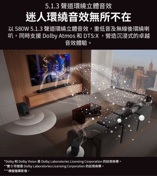 LG 樂金 S80TR 聲霸 5.1.3 聲道 3重空間立體環繞 杜比全景聲 智慧顯示器搭配