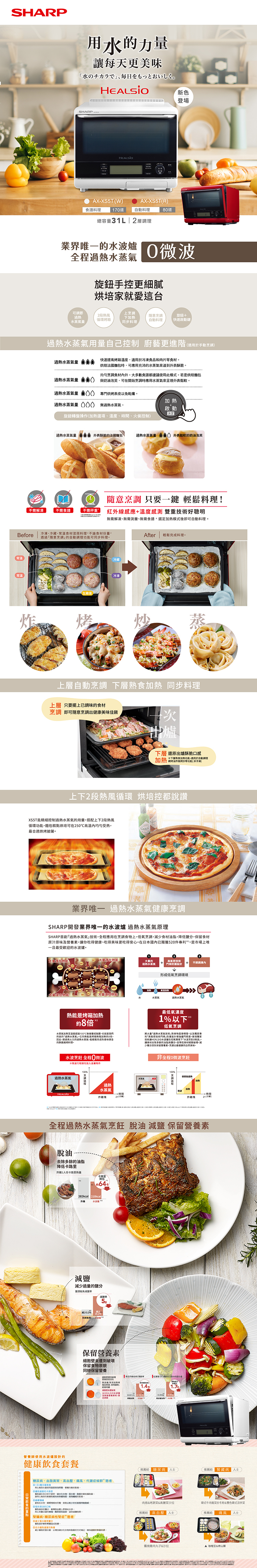 夏普 SHARP AX-XS5T-W 烘培水波爐 31L 250度過熱水蒸氣 洋蔥白 泰國製