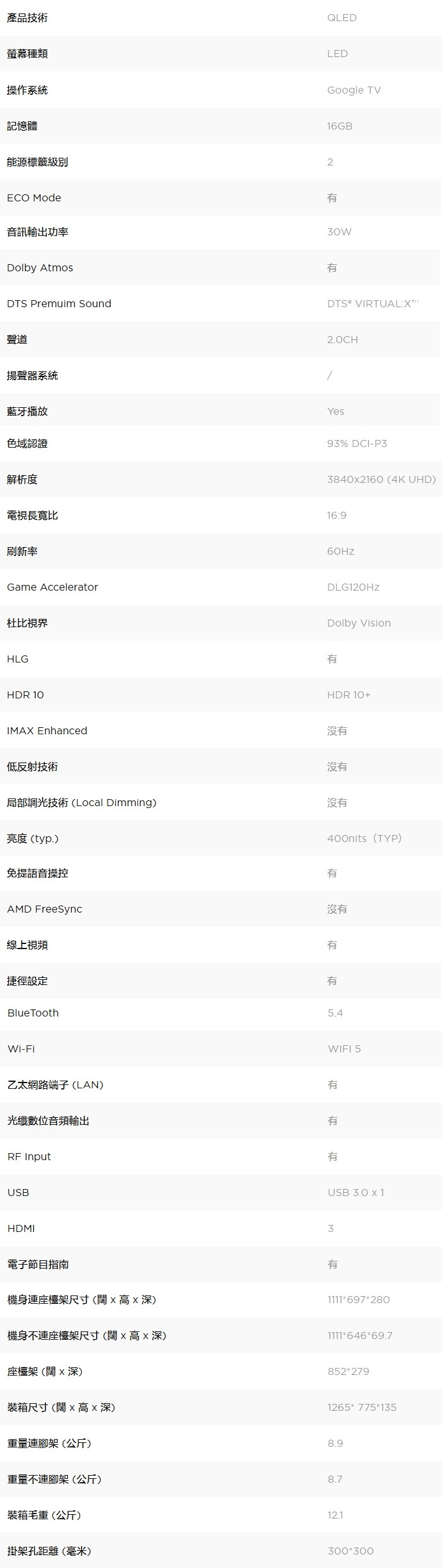 TCL 55P7L 55型 4K QLED Google TV 智慧連網顯示器 多重護眼功能