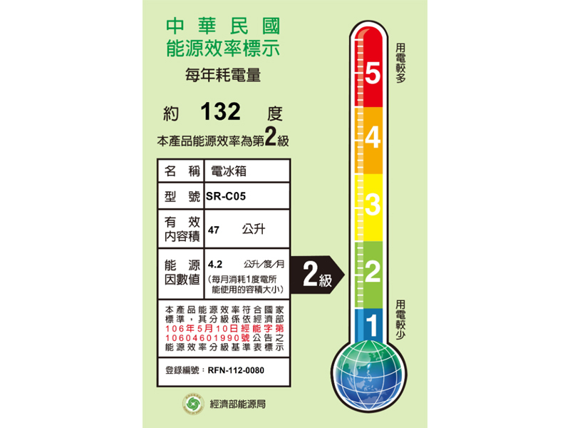聲寶 SR-C05 47公升 獨享單門冰箱 直冷式出風設計 髮絲銀