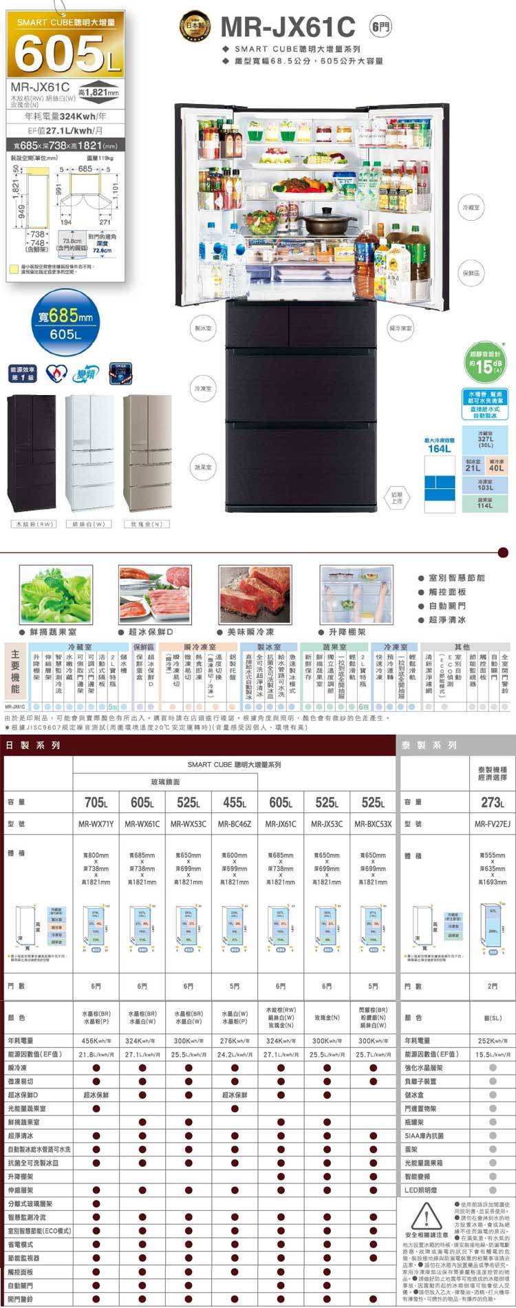 Mitsubishi 三菱 MR-JX61C-N-C 605L 冰箱 六門 變頻 日本原裝