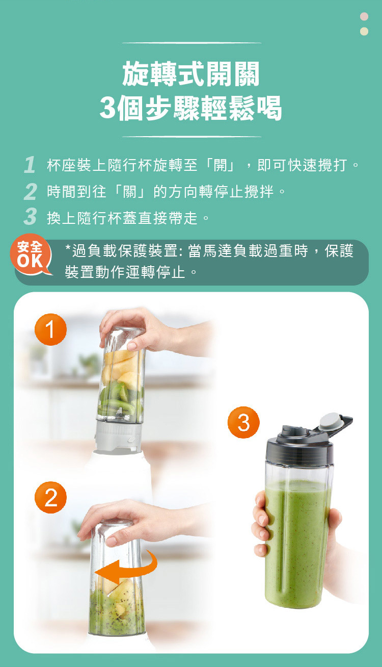 國際 MX-XPT103-G 隨行杯果汁機 600mL 湖水綠