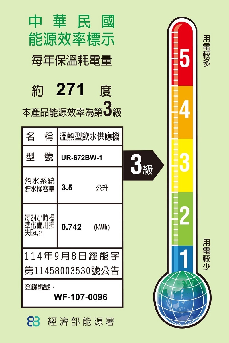 賀眾牌 UR-672BW-1 微電腦 溫熱 桌上型 純水飲水機 含標準安裝