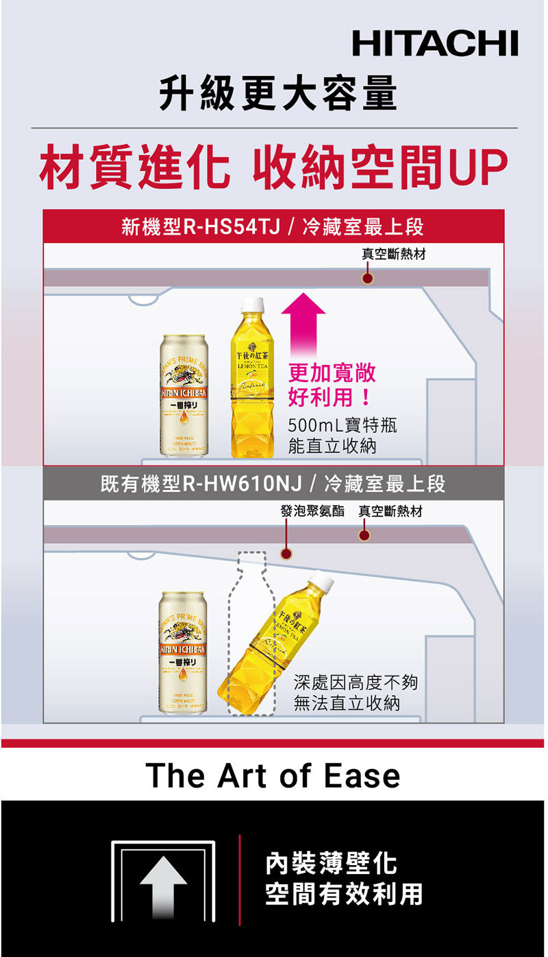 日立 RHS54TJ 冰箱 537L 5門 變頻 日製 一級能效 星燦金