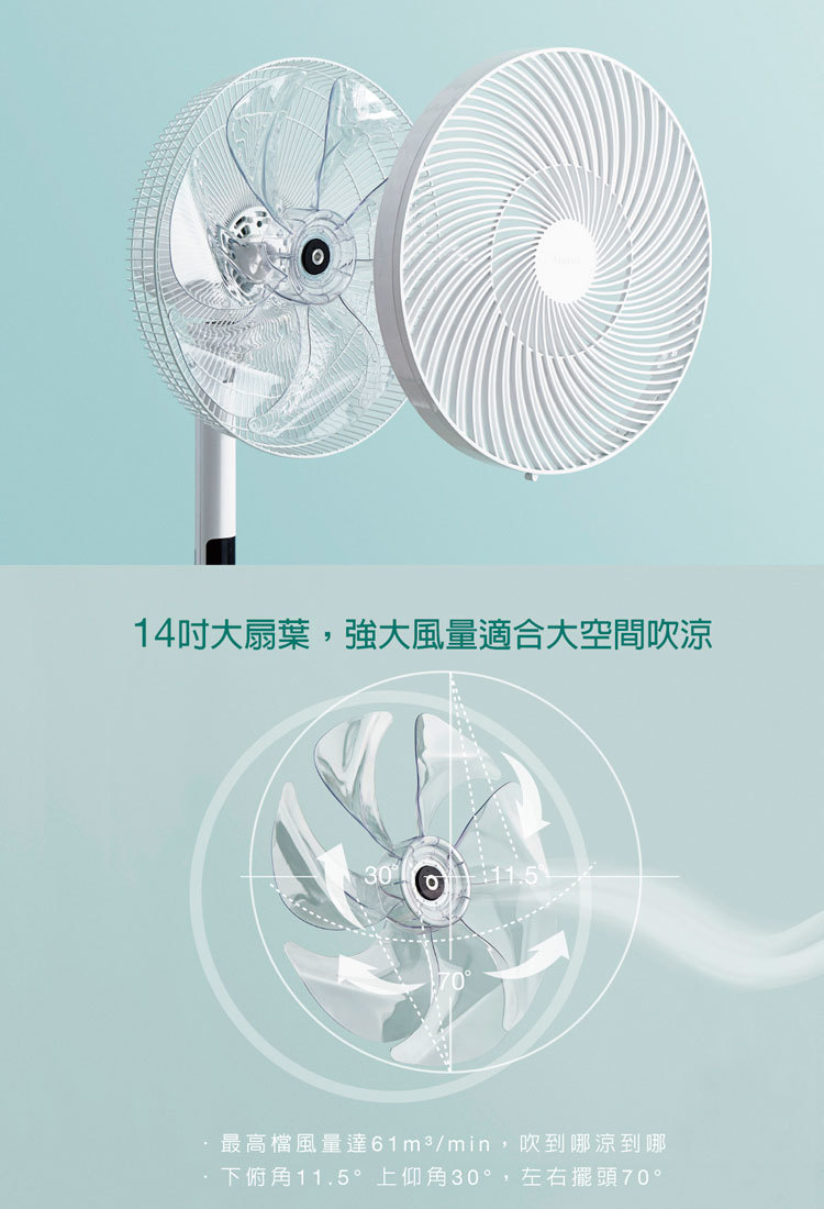 AIRMATE 艾美特 FS35123R DC電風扇 14吋 直流馬達節能 遙控 七葉片