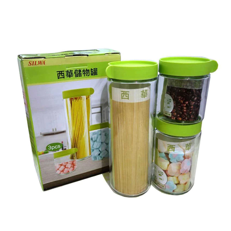 SILWA 西華 玻璃儲物罐( 大罐+ 中罐+ 小罐) 三入組