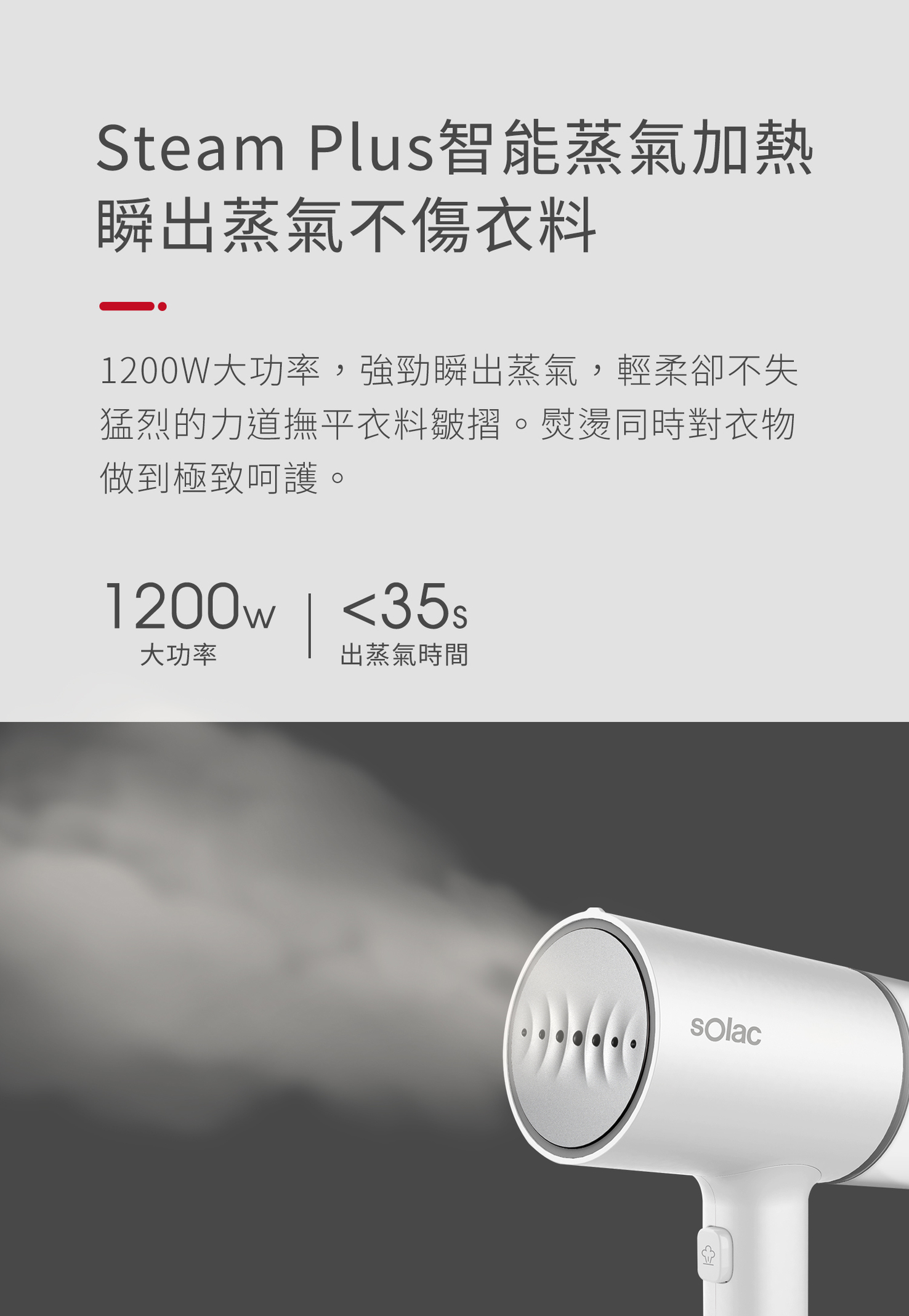 sOlac SYP-133CW 二合一手持式蒸氣掛燙機 8°黃金傾斜 鋁合金蒸氣噴頭陶瓷釉面板