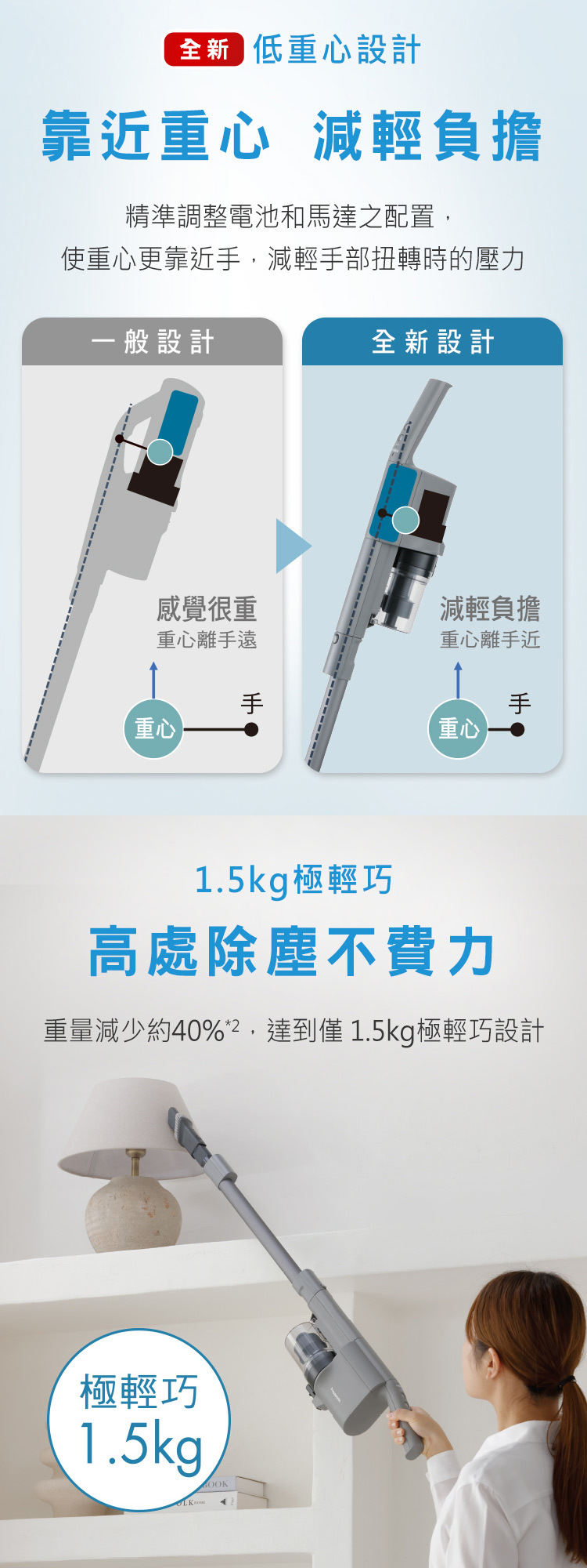 MC-SB53K-H 不卡毛無線吸塵器 360°全方位靈活轉向