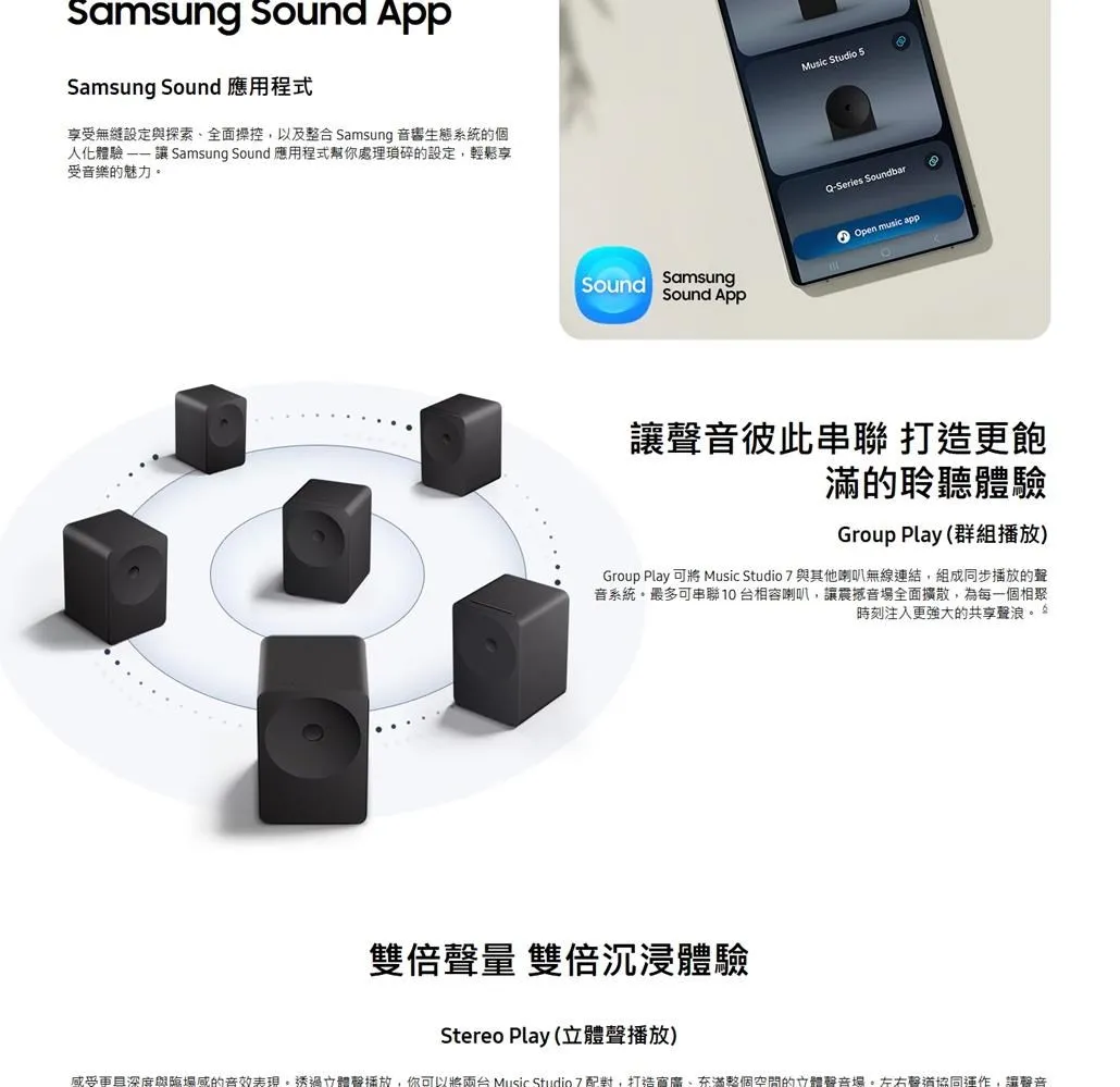 三星 HW-LS70H/ZW 3.1.1聲道 Music Studio 7 無線WiFi藍芽喇叭