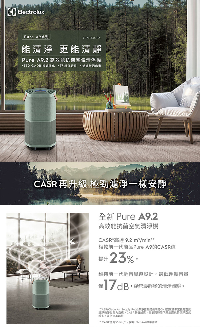 Electrolux 伊萊克斯 EP71-56GRA 空氣清淨機 適用22坪