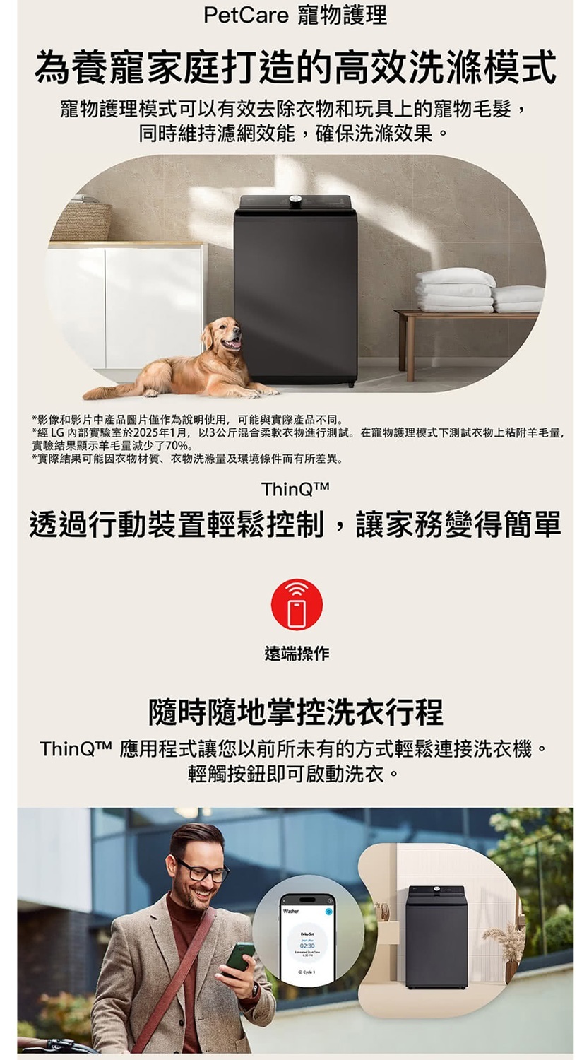 LG樂金 WT-TD20HG 20kg AI DD™ 蒸氣直驅變頻 直立式洗衣機 夜墨灰 自動投洗